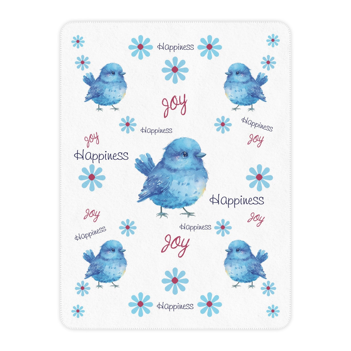 Happy Bluebird Sherpa Blanket