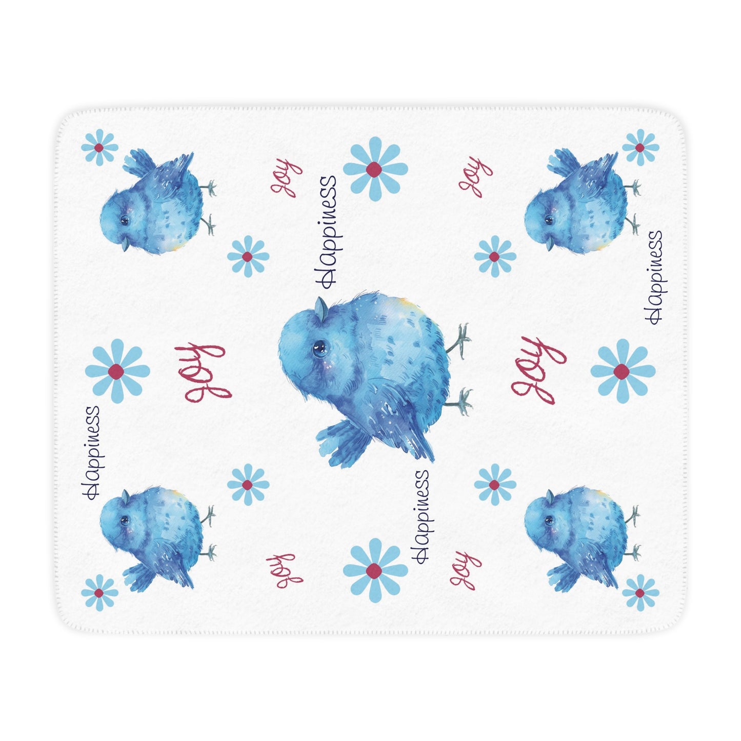 Happy Bluebird Sherpa Blanket