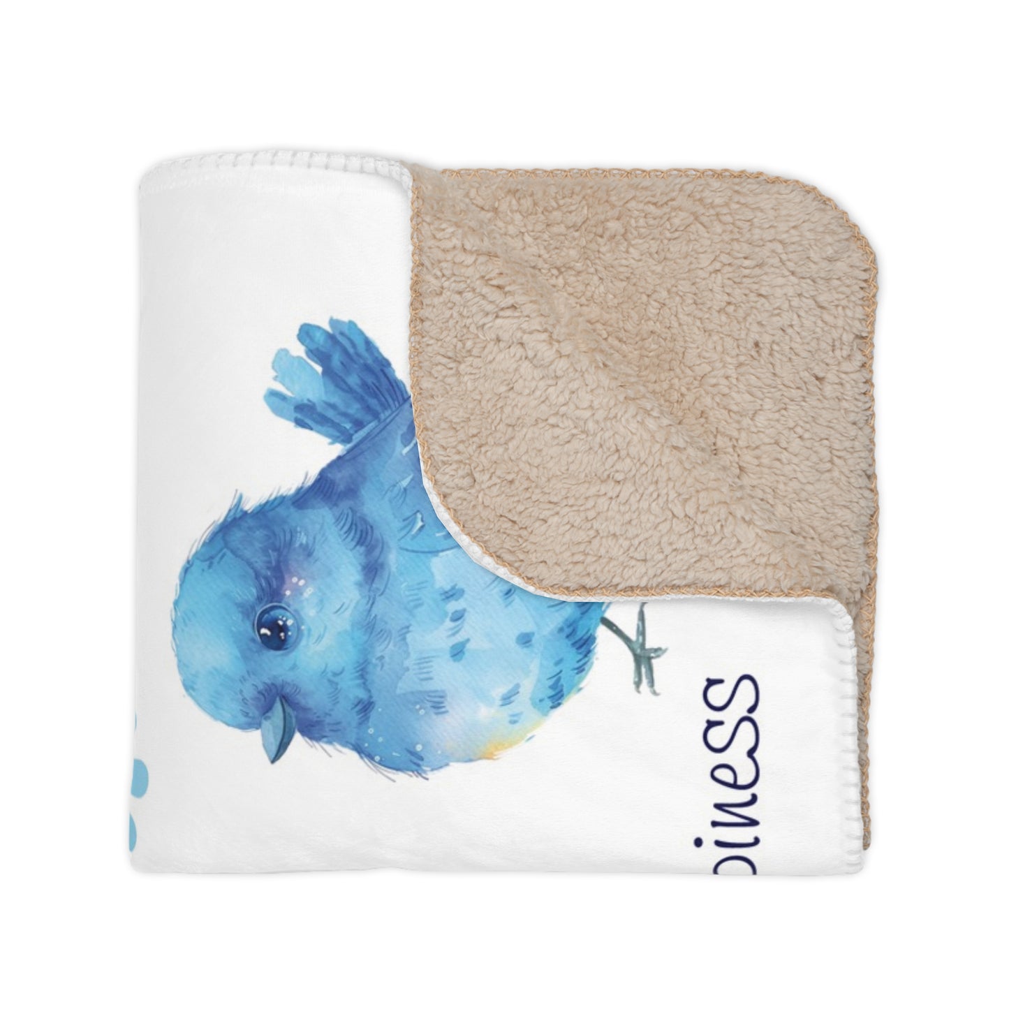 Happy Bluebird Sherpa Blanket