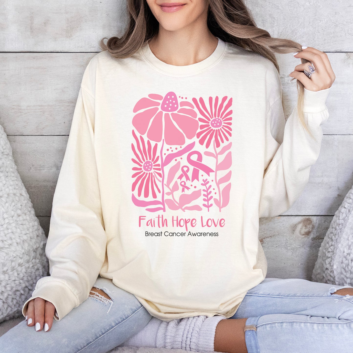 Breast Cancer Faith Hope Love Long Sleeve