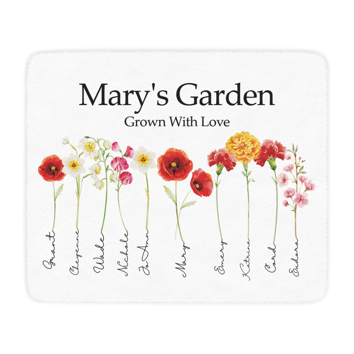 Personalized Flower Garden Blanket