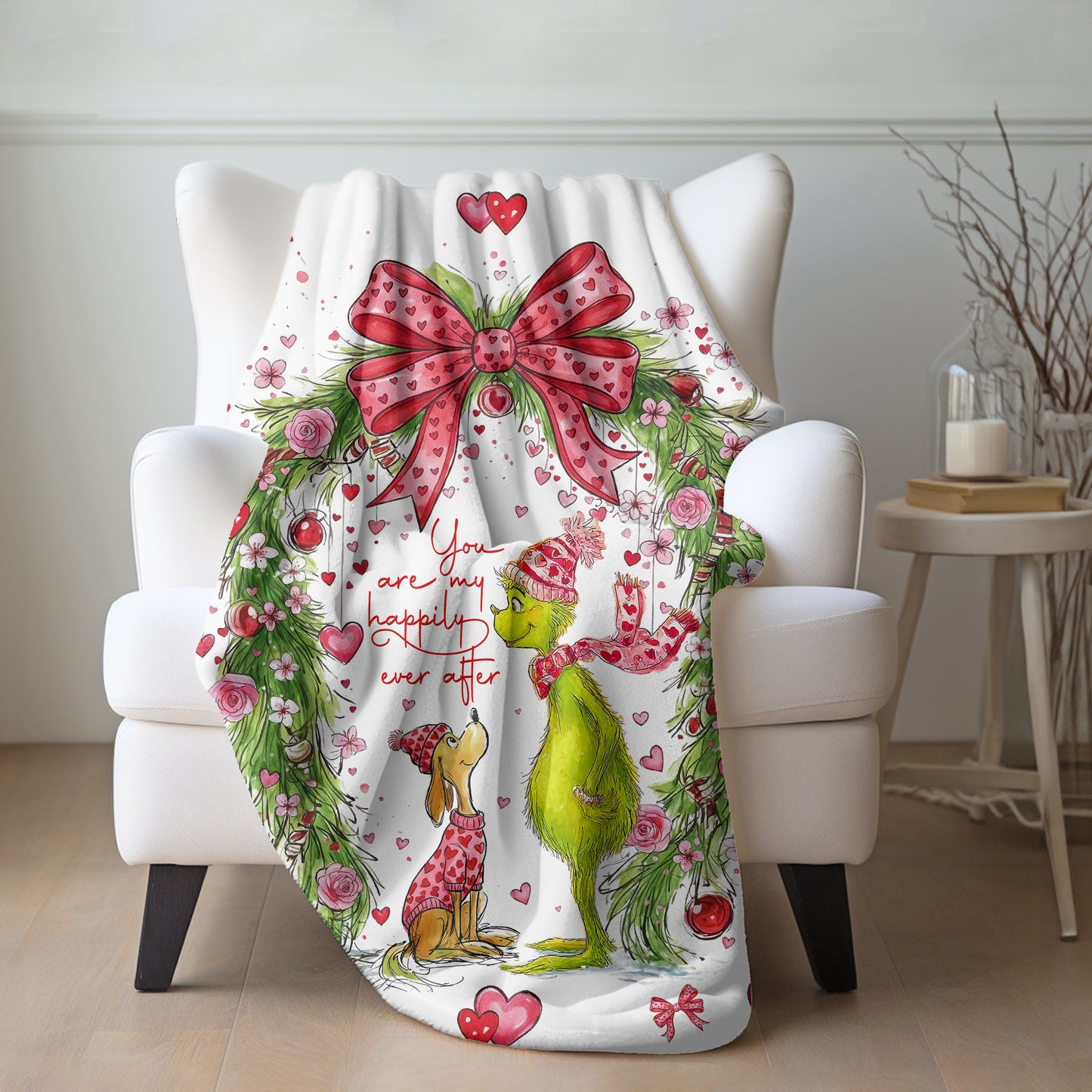 Grinchy Valentine Sherpa Blanket