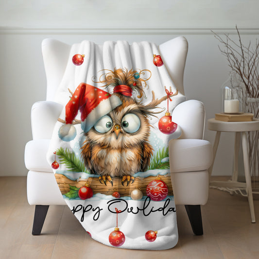 Happy Owlidays Sherpa Blanket