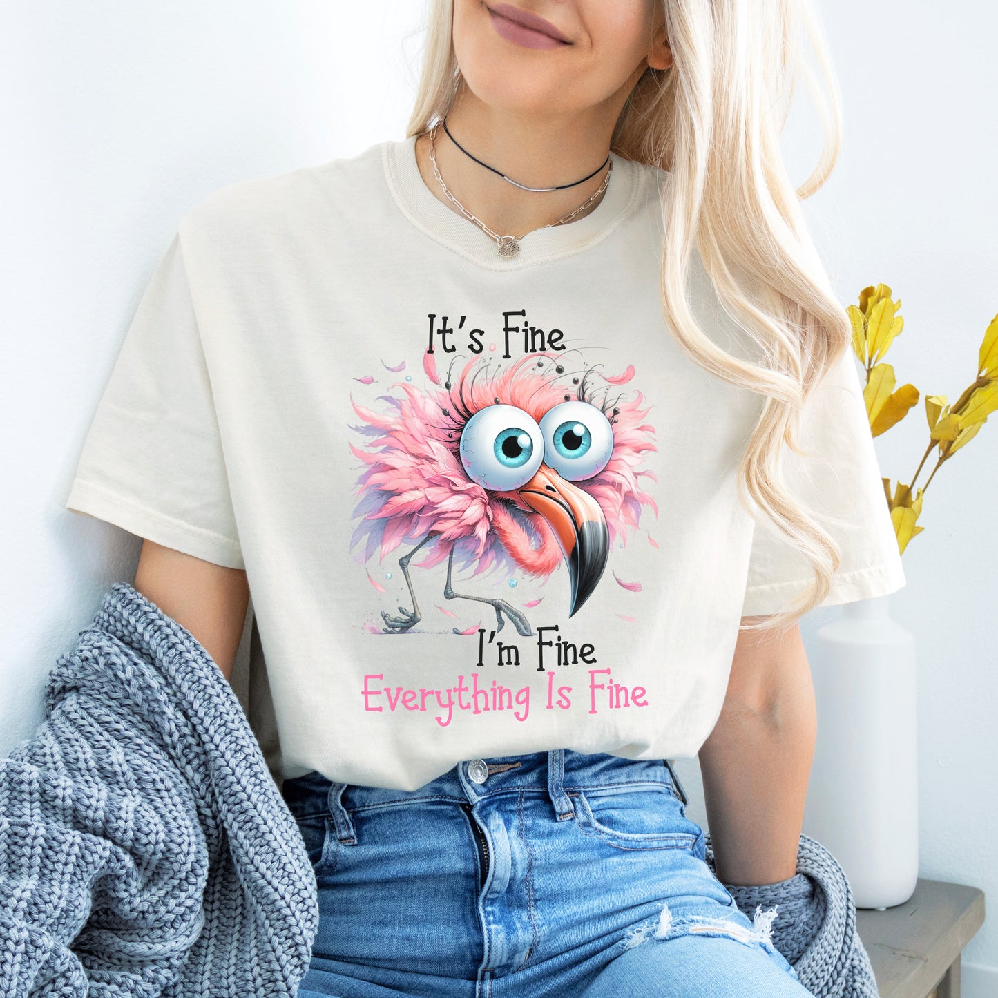 I'm Fine Flamingo T-shirt
