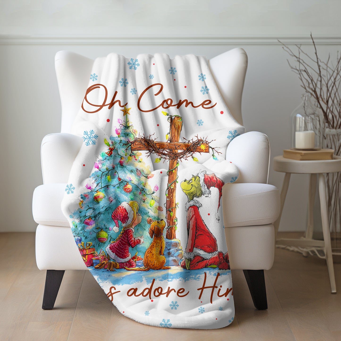 Let Us Adore Him Sherpa Blanket