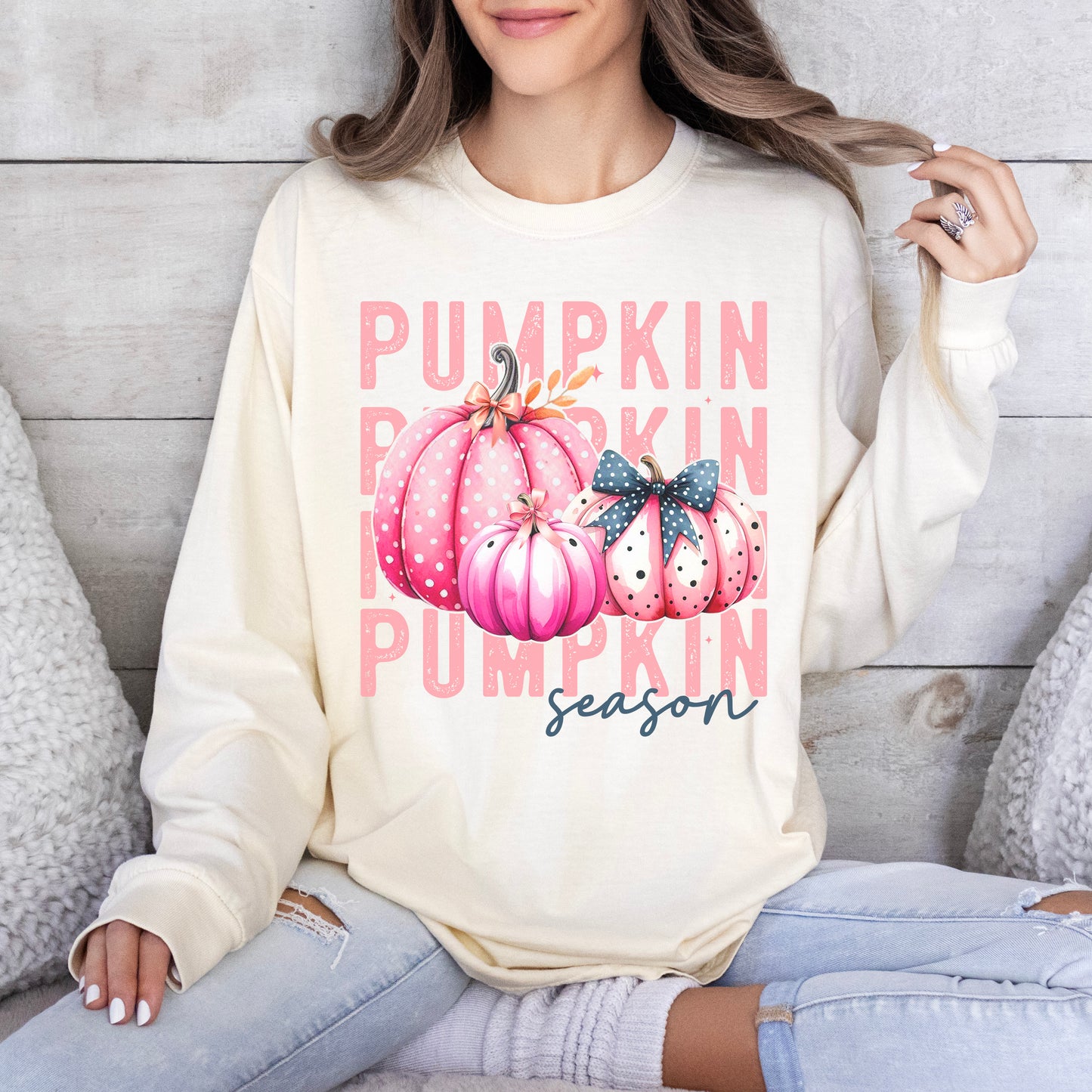 Breast Cancer Pink Pumpkin Long Sleeve