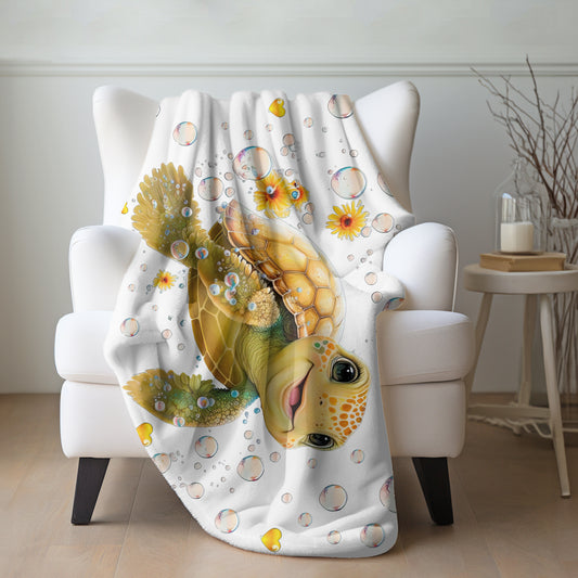 Turtley Happy Sherpa Blanket